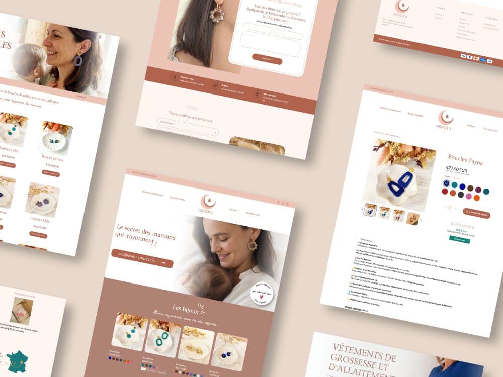 e-closion web design creation site internet boutique en ligne shopify Obnova Maternité bijoux